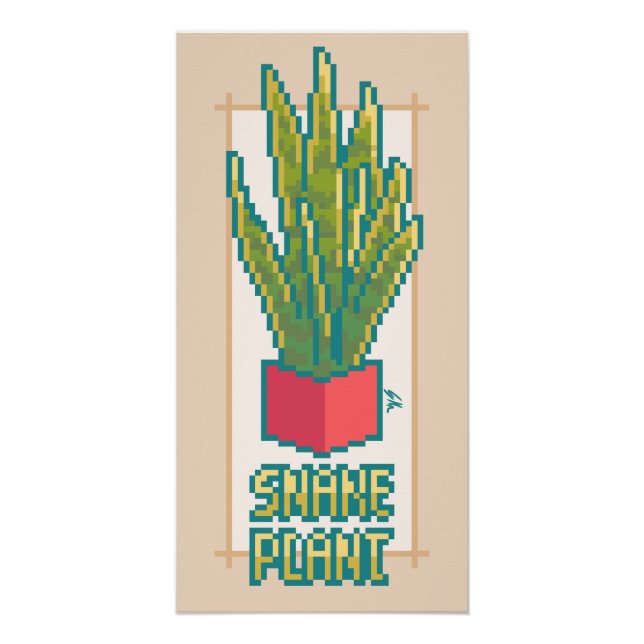 Snake plant Pixel Art Poster (Front)