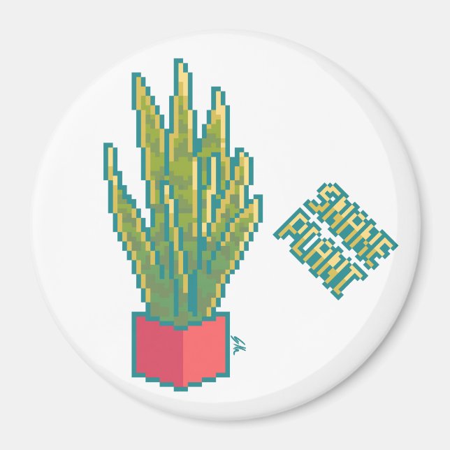 Snake plant Pixelart, Pixel Art Magnet (Front)