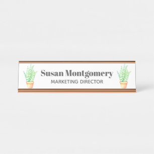 Snake Plant Potted Succulents   Personalised Desk Name Plate