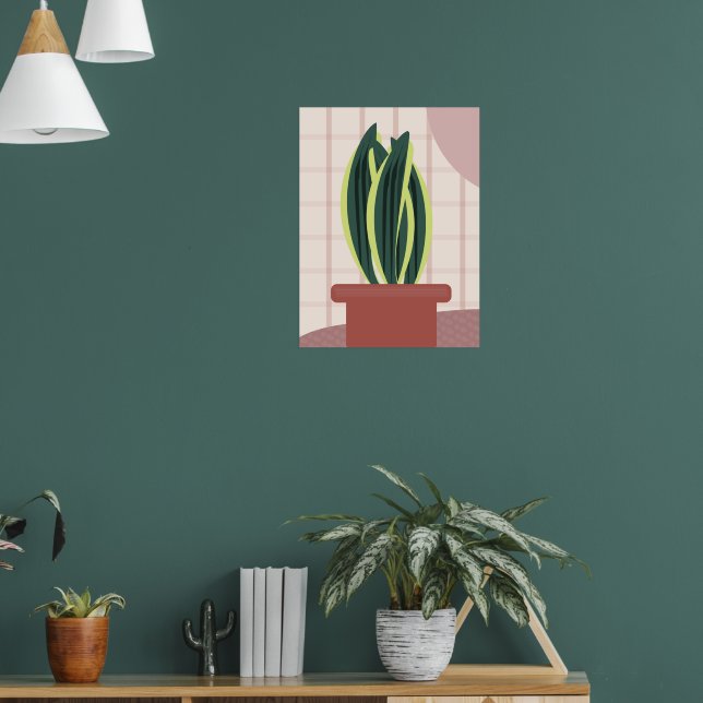 Snake Plants Leaf Grid Art Poster (Living Room 1)