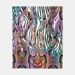 Snake Print, Animal print, ccolorful, Fleece Blanket