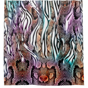 Snake Print, Animal print, ccolorful, Shower Curtain