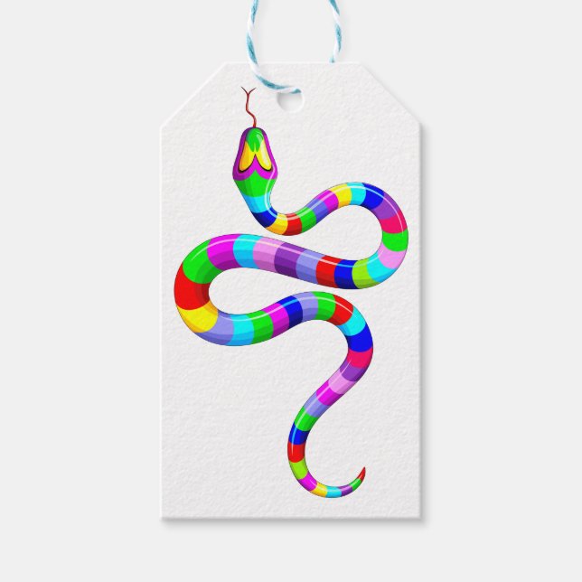 Snake Psychedelic Rainbow Colours Gift Tags (Front)