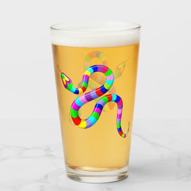 Snake Psychedelic Rainbow Colours Glass (Front Filled)