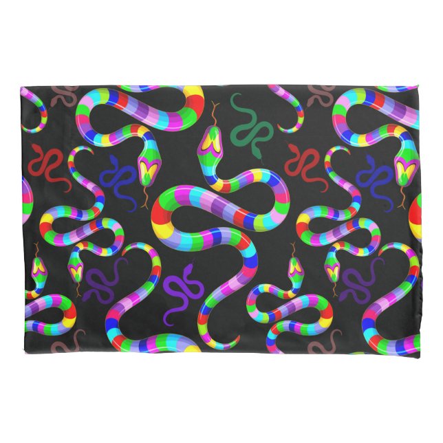 Snake Psychedelic Rainbow Colours Pillowcase (Front)