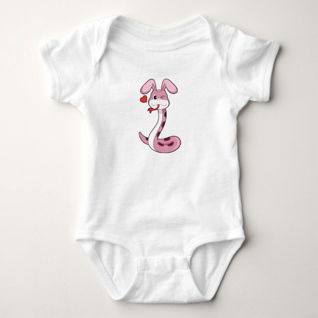 Snake Rabbit Heart Baby Bodysuit (Front)