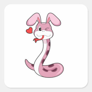 Snake Rabbit Heart Square Sticker