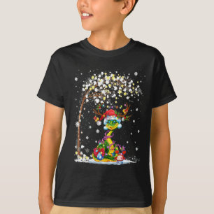 Snake Reindeer Hat Santa Christmas Tree Funny Xmas T-Shirt