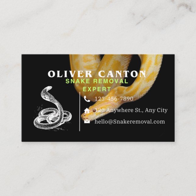 Snake removal expert business card (Front)