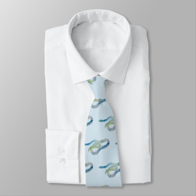 Snake Reptile Painting Coastal Beach Pattern Tie (Tied)