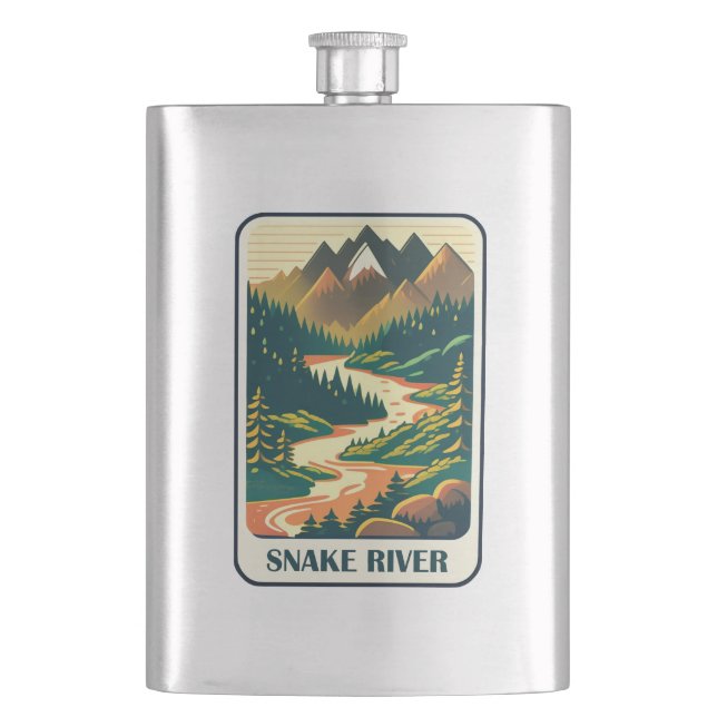 Snake River Idaho Colours Hip Flask (Front)