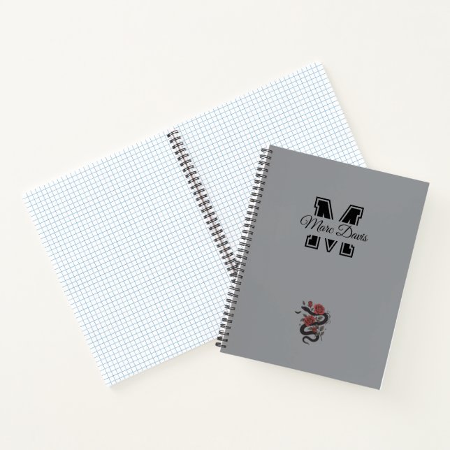 Snake & Rose - Gothic Floral Serpent Design Notebook (Inside)