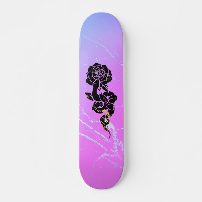 Snake&Rose: marble Skateboard (Front)
