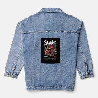 Snake Samurai Graphic Streetwear Denim Jacket