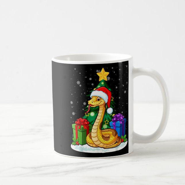 Snake Santa Hat Christmas Pajama Cute Animal Snowf Coffee Mug (Right)