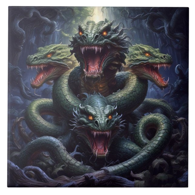 Snake Serpent Dragon Monster Fantasy Tile (Front)