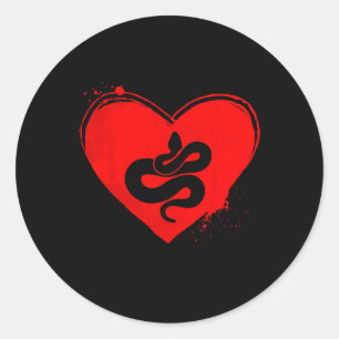 Snake Silhouette Heart Shape Valentine Snake Lover Classic Round Sticker