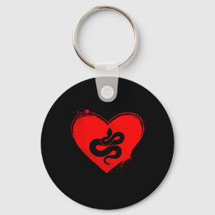 Snake Silhouette Heart Shape Valentine Snake Lover Key Ring