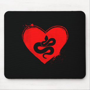 Snake Silhouette Heart Shape Valentine Snake Lover Mouse Mat