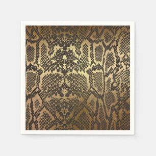 Snake Skin Animal Print Elegant Modern Glam Gold Napkin