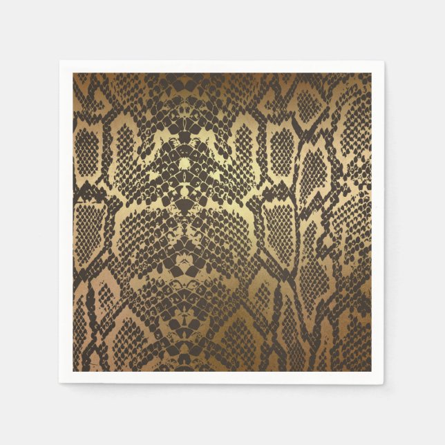 Snake Skin Animal Print Elegant Modern Glam Gold Napkin (Front)