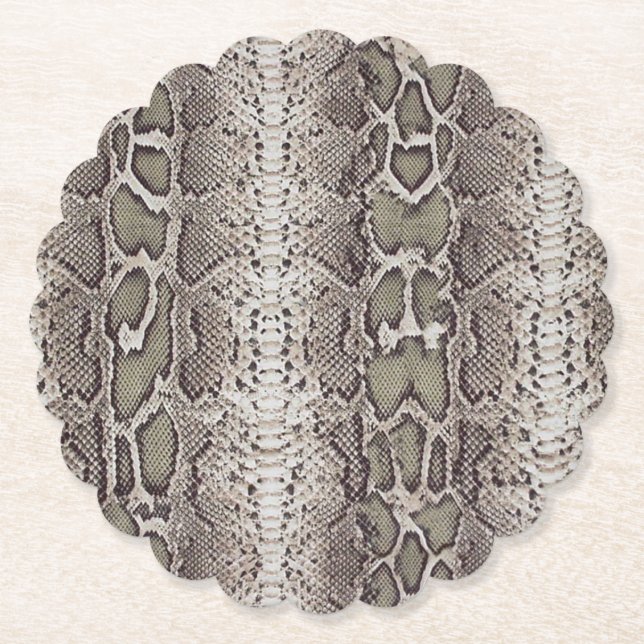 Snake Skin Animal Print Paper Coaster (Front)