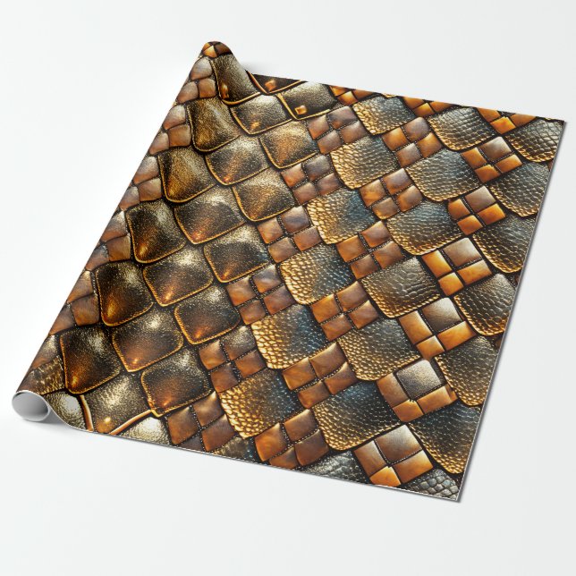 Snake skin golden and glitter wrapping paper (Unrolled)