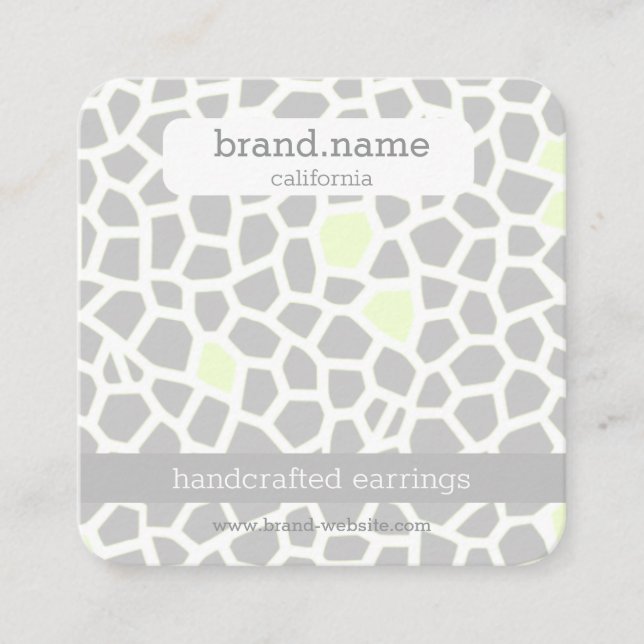 Snake Skin Gray Handmade Jewelry Display Holder Square Business Card (Front)