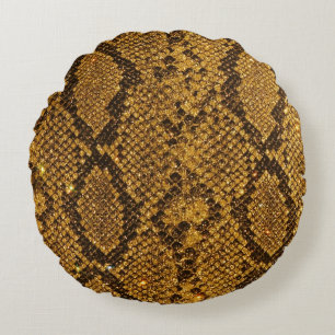 Snake Skin Pattern Print Round Cushion