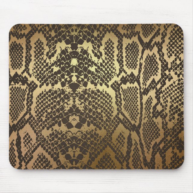 Snake Skin Print Modern Glam Gold Mouse Mat (Front)