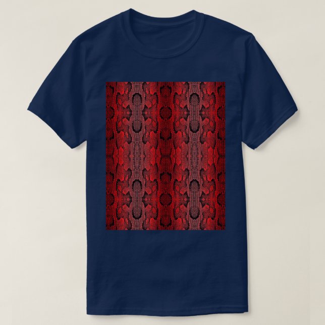 Snake Skin Print Red Graphic  T-Shirt (Design Front)