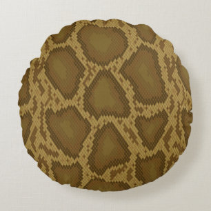 Snake skin, reptile pattern round cushion