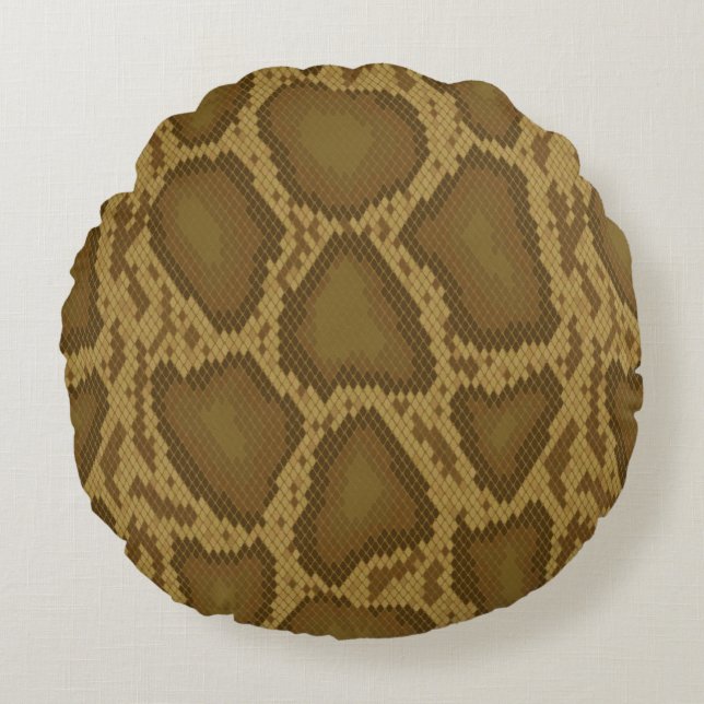 Snake skin, reptile pattern round cushion (Front)