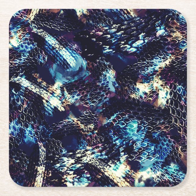Snake skin square paper coaster (Front)