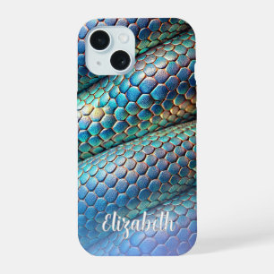Snake skin violet and blue ombre design iPhone 15 case
