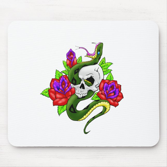 Snake, Skull, and Skull Mouse Mat (Front)
