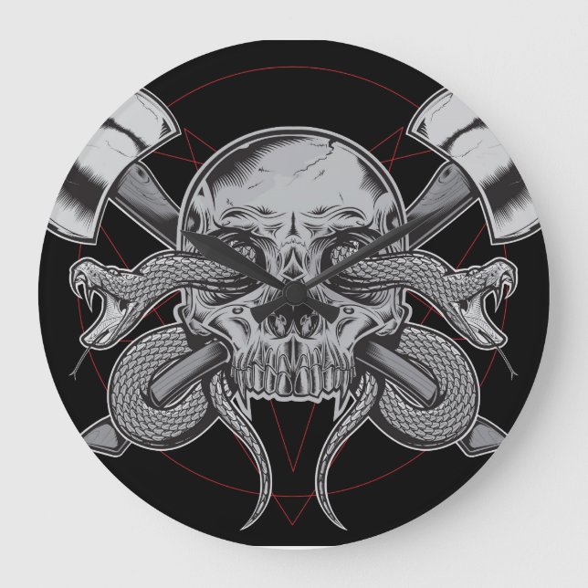 Snake, Skull Clock, with AXES Large Clock (Front)