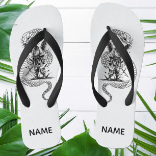 Snake Skull Flip-Flops – Gothic Tattoo Style Shoes Flip Flops