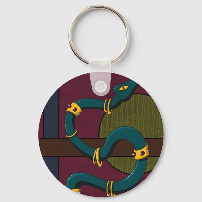 Snake Square Sticker Key Ring (Front)