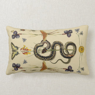 Snake, Swallowtail, & Wildflowers in sand Lumbar Cushion