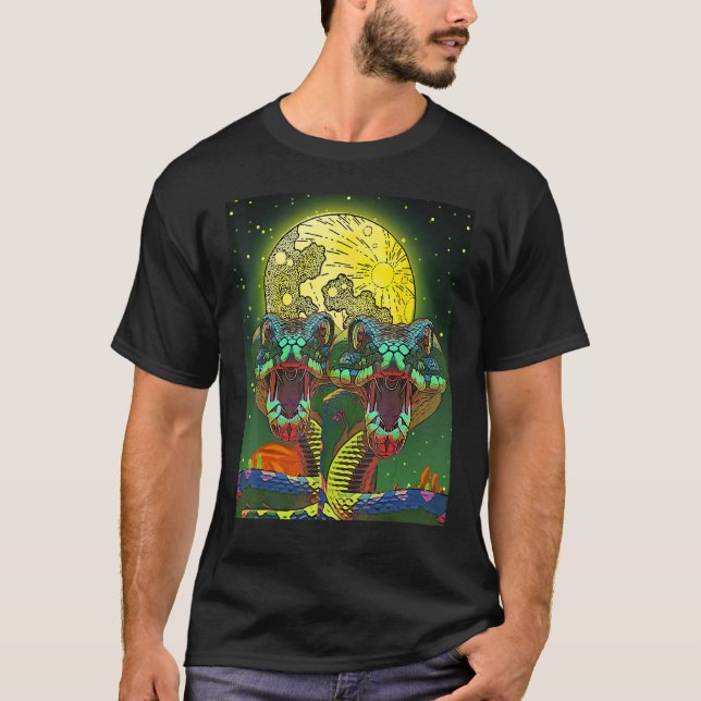 Snake  Trippy 2 Headed Snake in Desert Cool Graphi T-Shirt (Front)
