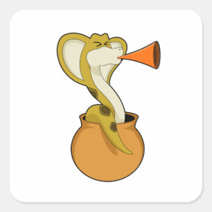 Snake Trumpet Music Square Sticker