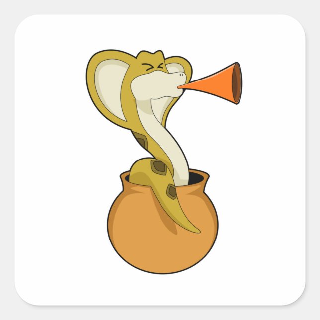 Snake Trumpet Music Square Sticker (Front)