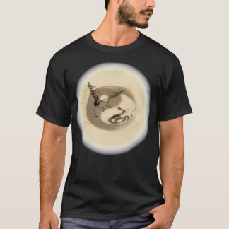 Snake vs Crane yin yang corner T-Shirt