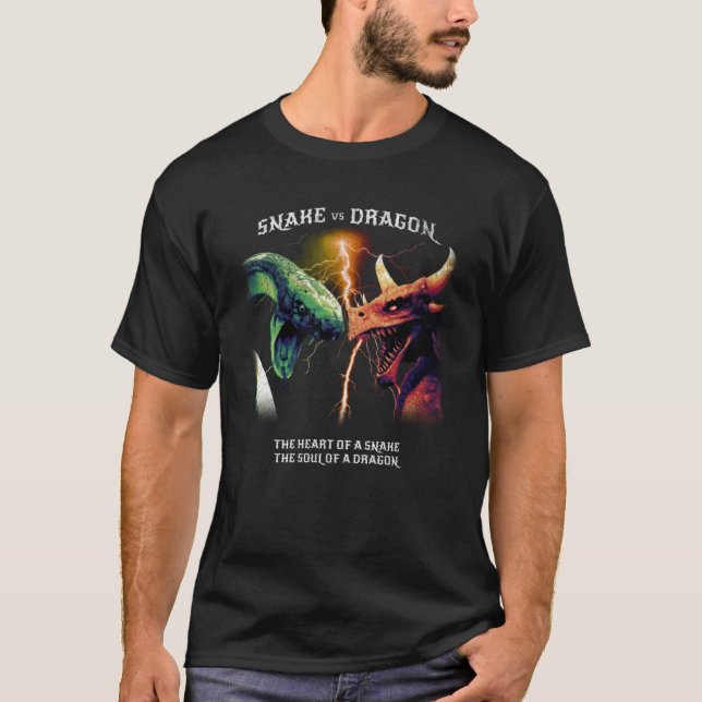 Snake Vs Dragon Cool Fantasy Reader Cool Video Gam T-Shirt (Front)