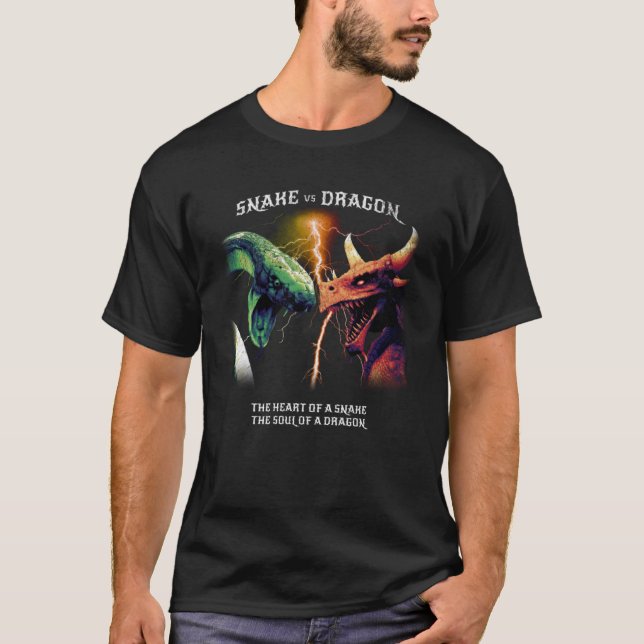 Snake Vs Dragon Cool Fantasy Reader Cool Video Gam T-Shirt (Front)