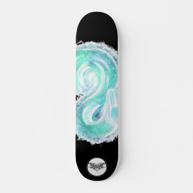 Snake water turquoise blue splatter glow skateboard (Front)