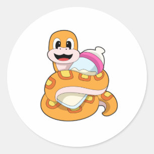 Snake with Baby bottle Classic Round Sticker