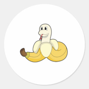 Snake with Banana Classic Round Sticker