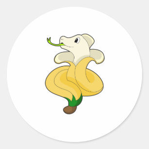 Snake with Banana Classic Round Sticker